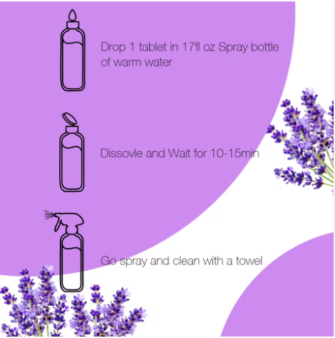 Flowcheer Lavender Multi Purpose Bottle Universal Multi-purpose Retainer Eco-Friendly MultiSurface Cleaner Tablet