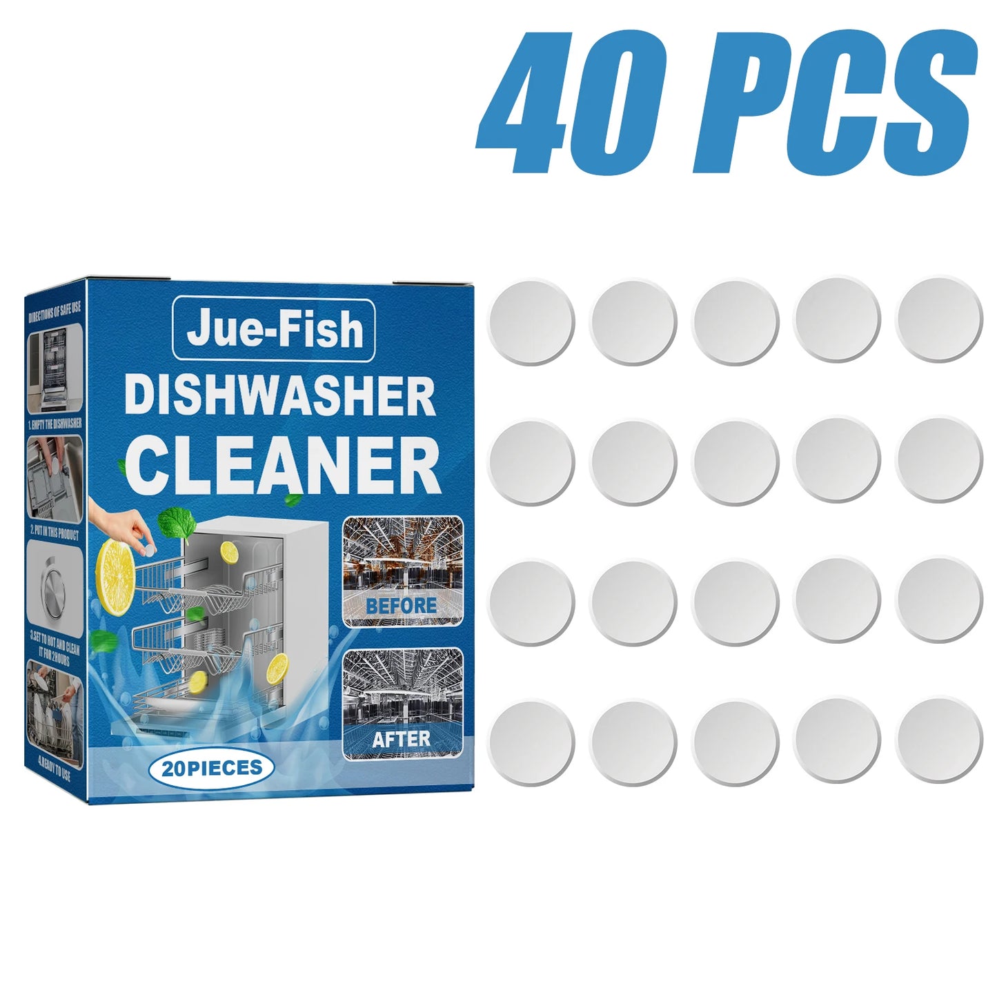 Vaatwasserreiniger, sterke olievlekverwijderaar, ontkalkende wasmiddeltabletten, keukenreinigingsgereedschap voor vaatwasser en wasmachine