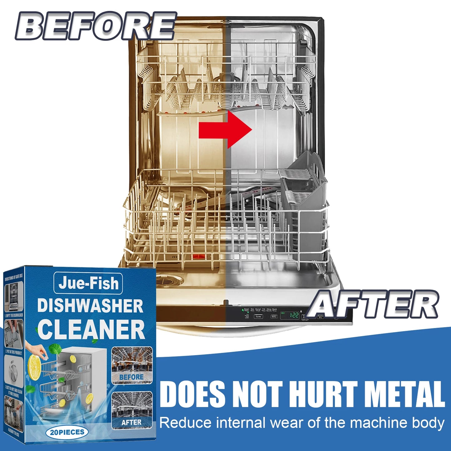 Vaatwasserreiniger, sterke olievlekverwijderaar, ontkalkende wasmiddeltabletten, keukenreinigingsgereedschap voor vaatwasser en wasmachine