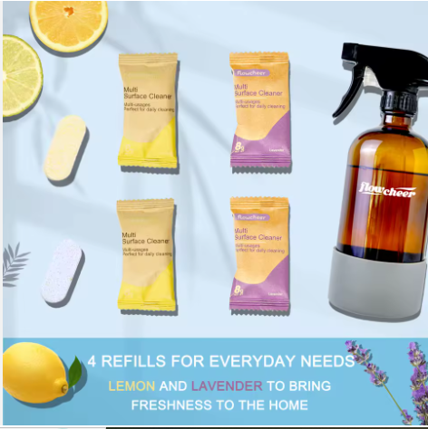 Flowcheer Lavender Multi Purpose Bottle Universal Multi-purpose Retainer Eco-Friendly MultiSurface Cleaner Tablet